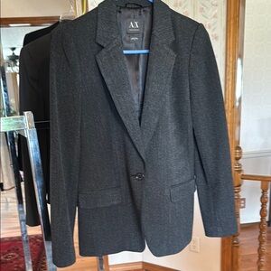 Armani Exchange Gray Blazer with Notched Lapel and Textured Fabric
